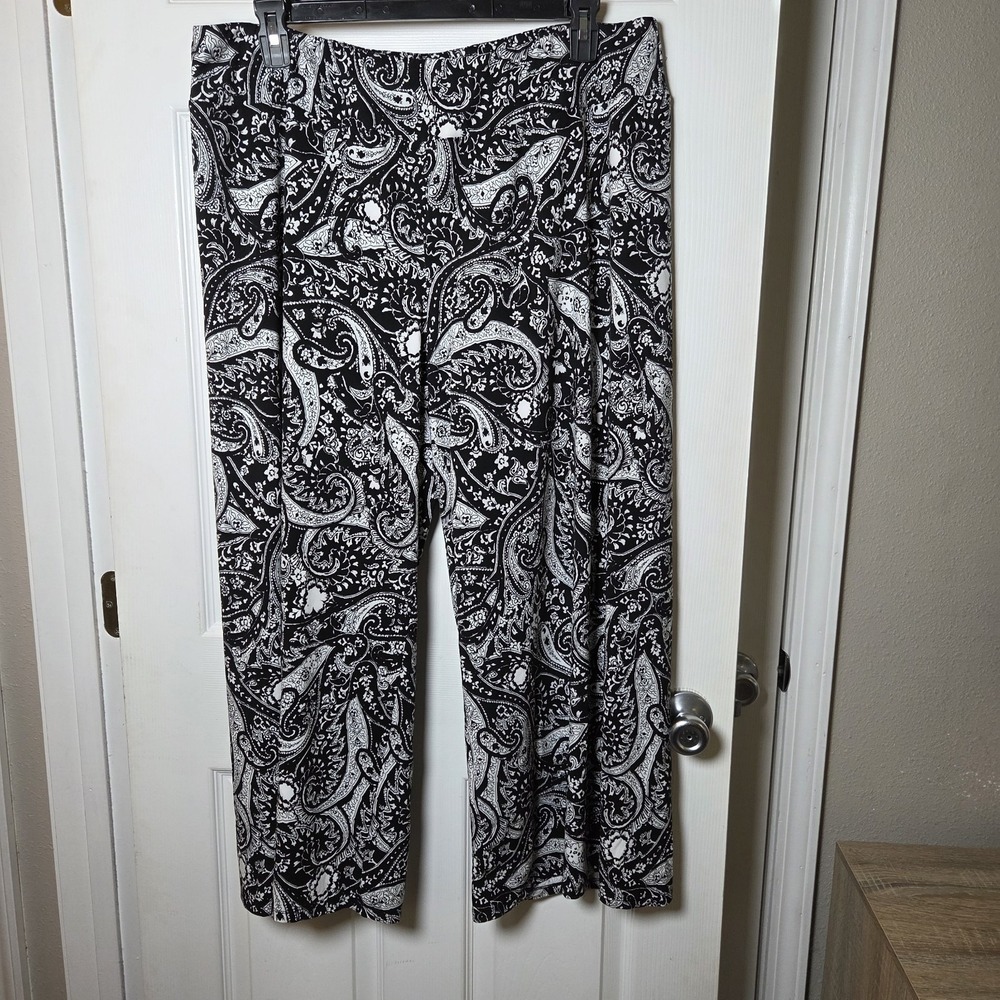 Premise Woman sz 2X wide leg paisley cropped pull on pants casual boho chic